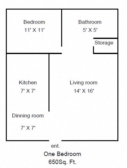 1 bed 1 bath floorplan